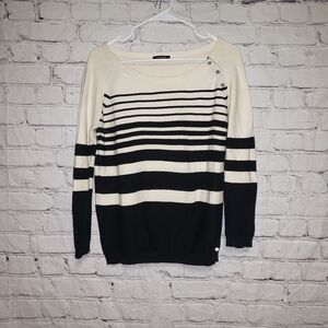 PROMOD Striped Scoop Neck Sweater